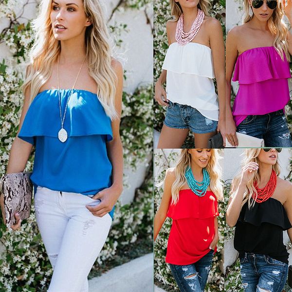 women off shoulder blouses summer slash neck ruffle sleeveless chiffon blouses shirt casual white blusa
women off shoulder blouses summer slash neck ruffle sleeveless chiffon blouses shirt casual white blusa