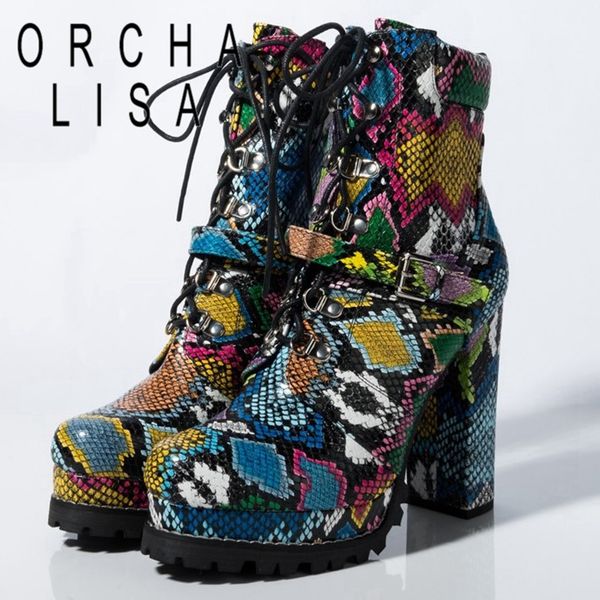 orcha lisa women platform chunky heeled bootie green snake skin print ankle boots winter round toe high heel ladies shoes, Black
orcha lisa women platform chunky heeled bootie green snake skin print ankle boots winter round toe high heel ladies shoes, Black