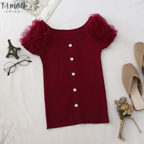 women fashion knitting sweet t shirts lady sleeveless patchwork ruffles v neck mesh tshirt pullovers for girls, White
women fashion knitting sweet t shirts lady sleeveless patchwork ruffles v neck mesh tshirt pullovers for girls, White