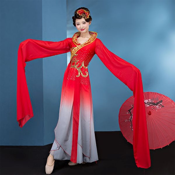 2019 new classical dance costumes female elegant modernchinese style sleeves red ink dance costume, Black;red
2019 new classical dance costumes female elegant modernchinese style sleeves red ink dance costume, Black;red