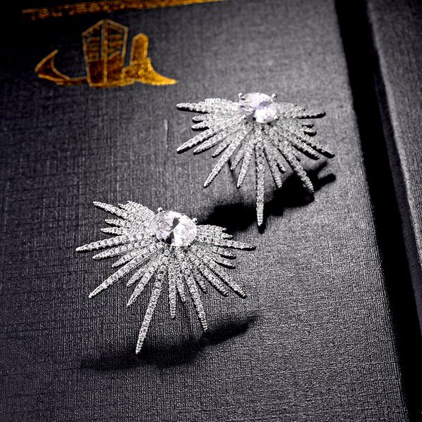 fashion-able temperament sunflower earrings high-end zircon feather earrings, Silver
fashion-able temperament sunflower earrings high-end zircon feather earrings, Silver