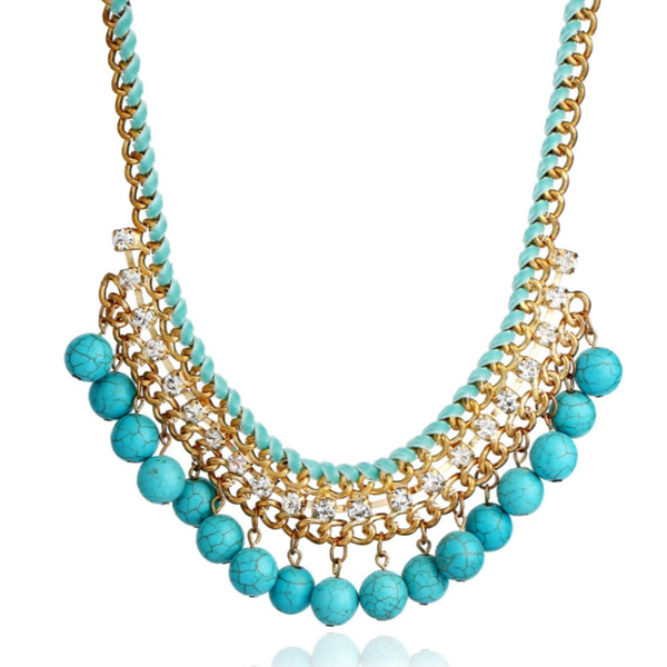 fyjs unique jewelry light yellow gold color stackable small round beads green turquoises stone pendant with rhinestone necklace, Silver
fyjs unique jewelry light yellow gold color stackable small round beads green turquoises stone pendant with rhinestone necklace, Silver