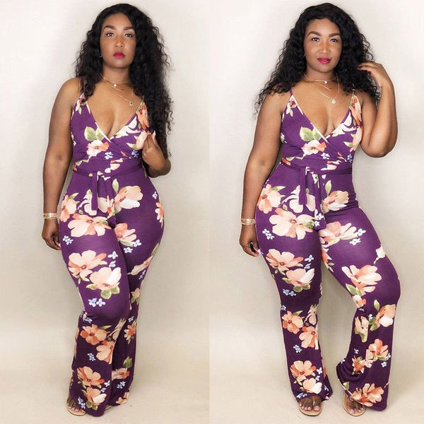 

new women backless romper fashion 2018 ladies clubwear summer playsuit bodycon party purple floral printed jumpsuit long trouser, Black;white