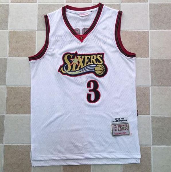 men's basketball philadelphia 76ers 3 allen iverson 1997-98 white hardwoods classics retro jersey and short, Black;red
men's basketball philadelphia 76ers 3 allen iverson 1997-98 white hardwoods classics retro jersey and short, Black;red