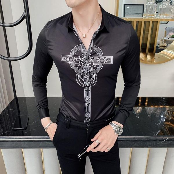 2020 men's shirt prom shirt men slim flower cross print long sleeve long sleeve men's, White;black
2020 men's shirt prom shirt men slim flower cross print long sleeve long sleeve men's, White;black