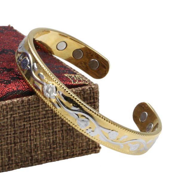 european and american cross-border gold-plated open bracelet magnetic therapy rich flower health bracelet female yiwu popular jewelry wh, Golden;silver
european and american cross-border gold-plated open bracelet magnetic therapy rich flower health bracelet female yiwu popular jewelry wh, Golden;silver