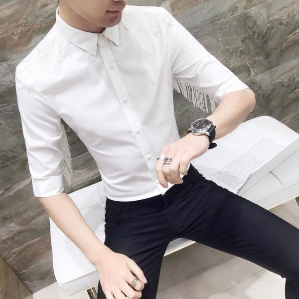 personality tassel shirt men fashion korean 2019 slim fit half sleeve tuxedo shirt summer casual night club singer costume 3xl, White;black
personality tassel shirt men fashion korean 2019 slim fit half sleeve tuxedo shirt summer casual night club singer costume 3xl, White;black