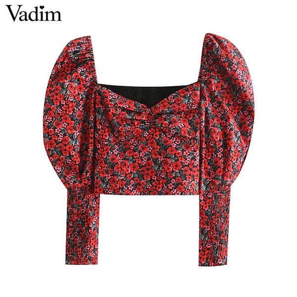 vadim women retro floral print crop v neck puff sleeve stretchy short blouse female vintage chic shirt blusas lb535, White
vadim women retro floral print crop v neck puff sleeve stretchy short blouse female vintage chic shirt blusas lb535, White