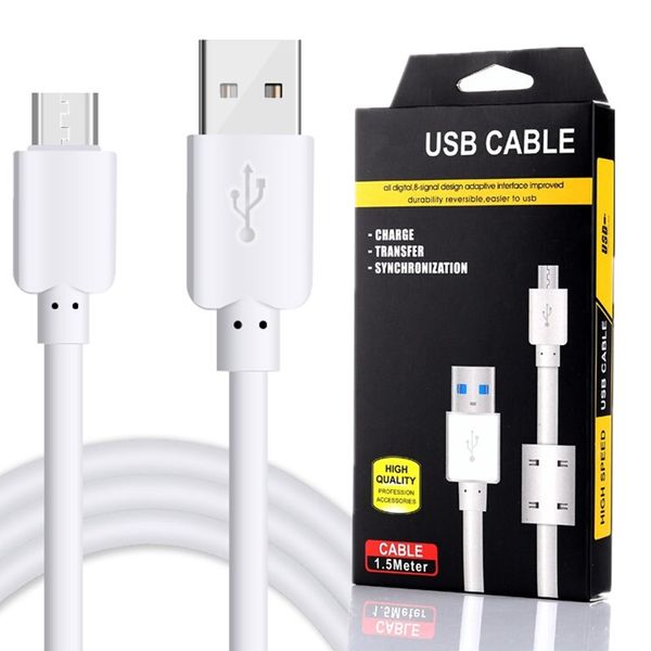 

1.5m 5ft type c micro cable v8 5pin usb data sync charging cables for samsung s6 s7 edge s8 s10 htc android phone charge cord with retail bo