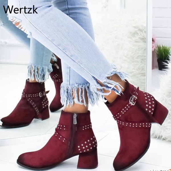 woman autumn rivet ankle boots women flock square high heels female zipper buckle solid shoes ladies fashion casual boots a726, Black
woman autumn rivet ankle boots women flock square high heels female zipper buckle solid shoes ladies fashion casual boots a726, Black