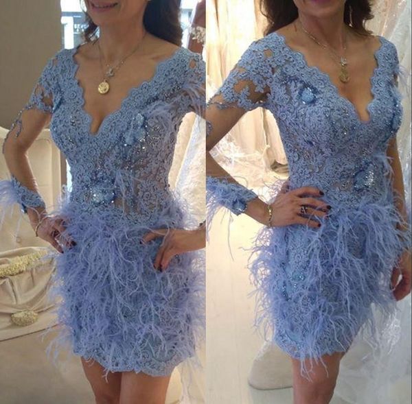 2019 Elegant Long Sleeve Prom Dresses V Neck Lace Feather Short Mini Formal Occasion Evening Gowns Custom Made Hot Sale
2019 Elegant Long Sleeve Prom Dresses V Neck Lace Feather Short Mini Formal Occasion Evening Gowns Custom Made Hot Sale