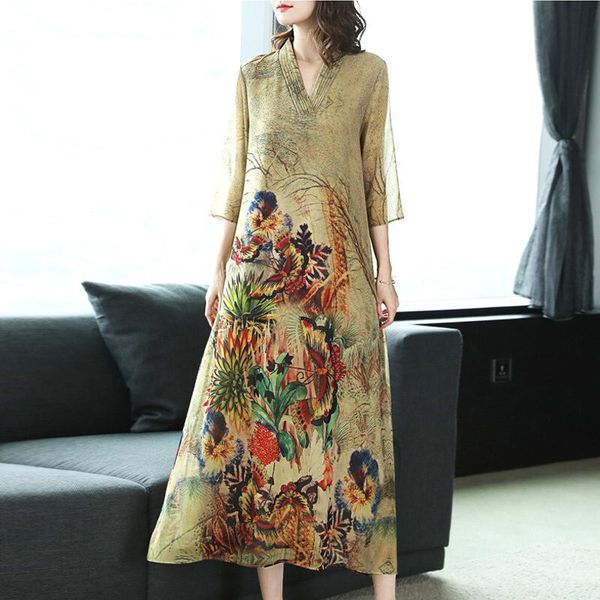 large size s-3xl new fashion peacock printed women's autumn dress v-neck long dresses party elegant vestido loose robe, Black;gray
large size s-3xl new fashion peacock printed women's autumn dress v-neck long dresses party elegant vestido loose robe, Black;gray