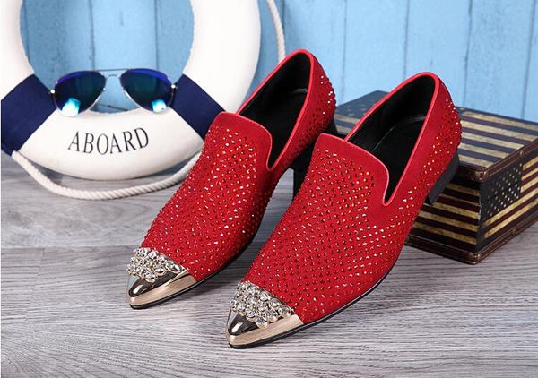metal pointed red rhinestone men's dress shoes flat loafer shoes formal leather gommino prom chaussure homme, Black
metal pointed red rhinestone men's dress shoes flat loafer shoes formal leather gommino prom chaussure homme, Black
