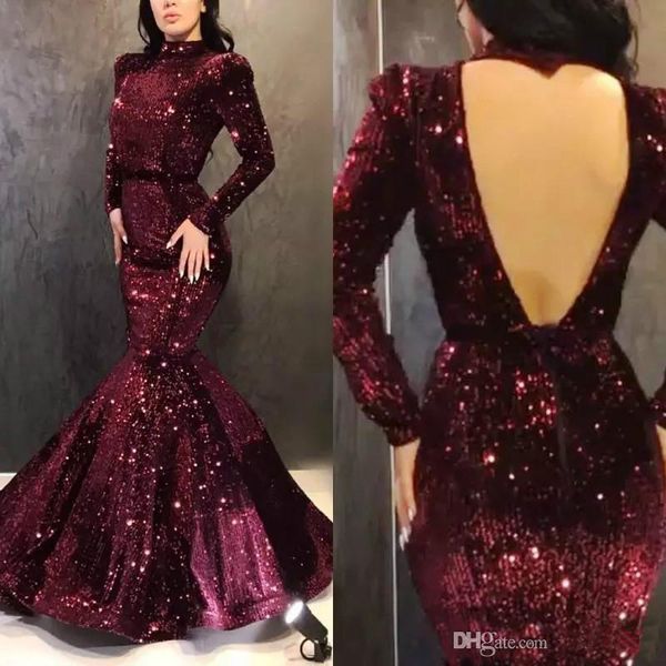 2019 new sparkling mermaid evening dresses long sleeves formal party gowns high collar open back prom dresses custom made plus size, Black;red
2019 new sparkling mermaid evening dresses long sleeves formal party gowns high collar open back prom dresses custom made plus size, Black;red