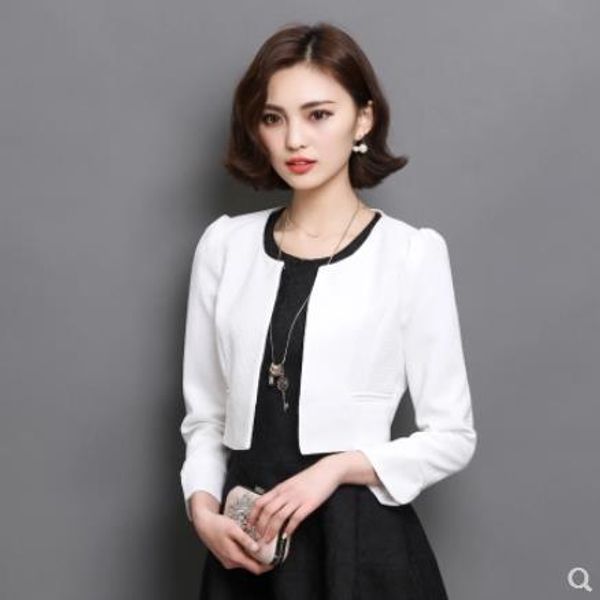 2019 spring/autumn new slim short jacket women blazer solid color large size blazer women round neck long sleeve blazerlj168, White;black
2019 spring/autumn new slim short jacket women blazer solid color large size blazer women round neck long sleeve blazerlj168, White;black