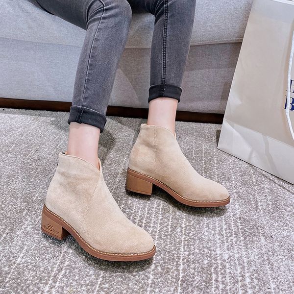 comfortable round toe flock antumn ankle boots zipper black beige khaki medium with chunky motorcycle boots women's shoes
comfortable round toe flock antumn ankle boots zipper black beige khaki medium with chunky motorcycle boots women's shoes