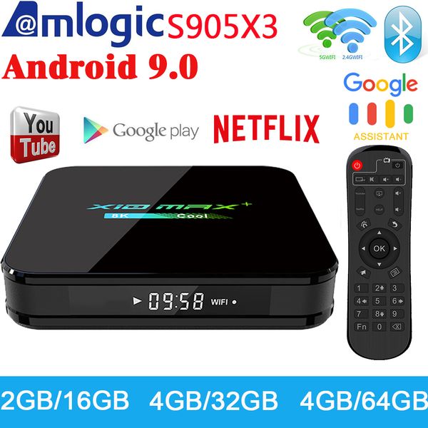 

X10 MAX PLUS 4 Гб 64GB Android TX3 9,0 TV Box Dual WiFi Bluetooth Amlogic S905X3 TV Box 8K Media Player P X96 AIR