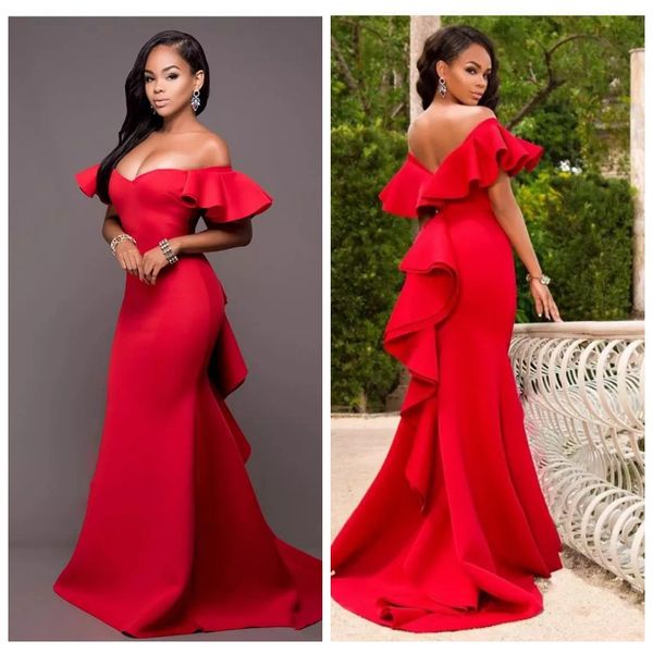 g2019 off shoulder prom dresses slim ruffles backless mermaid evening gowns saudi arabia ruched sweep train formal vestidos de party gowns, Black
g2019 off shoulder prom dresses slim ruffles backless mermaid evening gowns saudi arabia ruched sweep train formal vestidos de party gowns, Black