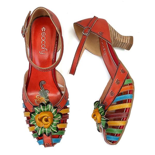 socofy floral colorful genuine leather splicing winebowl heel fisherman elegant high heels summer sandals c15, Black
socofy floral colorful genuine leather splicing winebowl heel fisherman elegant high heels summer sandals c15, Black
