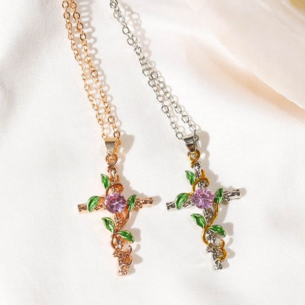 new fashion necklace anniversary gift creative leaves winding cross pendant women's necklace beautiful accessories love gift, Silver
new fashion necklace anniversary gift creative leaves winding cross pendant women's necklace beautiful accessories love gift, Silver