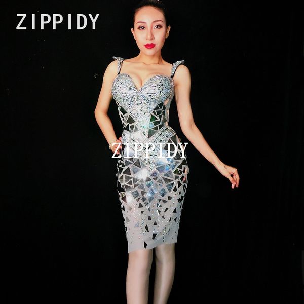 glisten silver mirrors crystals dress women's birthday celebrate female singer costume big stones wear perspective dresses, White;black
glisten silver mirrors crystals dress women's birthday celebrate female singer costume big stones wear perspective dresses, White;black