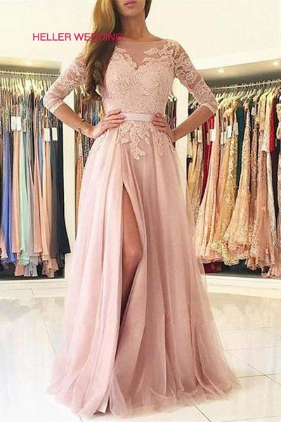 elegant prom gown with sleeves low back appliqued boat neck side slit pink prom dresses long occasion dresses for women, White;black
elegant prom gown with sleeves low back appliqued boat neck side slit pink prom dresses long occasion dresses for women, White;black