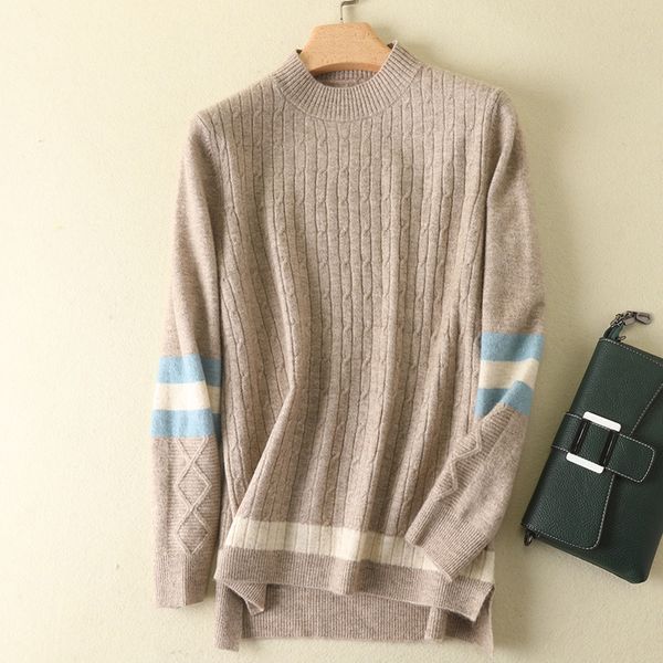 women's winter sweater semi-high collar twist sweater long sleeve loose cashmere women, White;black
women's winter sweater semi-high collar twist sweater long sleeve loose cashmere women, White;black