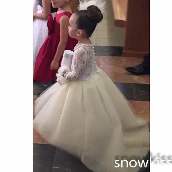 white/ivory long sleeves high low with long train pearls beads flower girl dress for wedding kid gown, White;blue
white/ivory long sleeves high low with long train pearls beads flower girl dress for wedding kid gown, White;blue