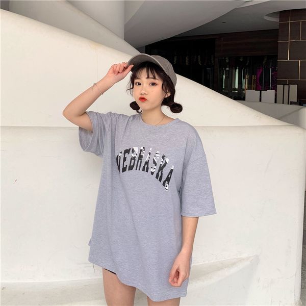 2019 summer new korean version of the college wind letter printing loose round neck short-sleeved t-shirt ladies short-sleeved wholesale, White
2019 summer new korean version of the college wind letter printing loose round neck short-sleeved t-shirt ladies short-sleeved wholesale, White