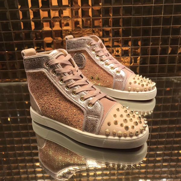 ery288 spikes high red bottom sneakers pink glitter leather women perfect leisure party dress shoes,red sole luxury design trainer eu47, Black
ery288 spikes high red bottom sneakers pink glitter leather women perfect leisure party dress shoes,red sole luxury design trainer eu47, Black