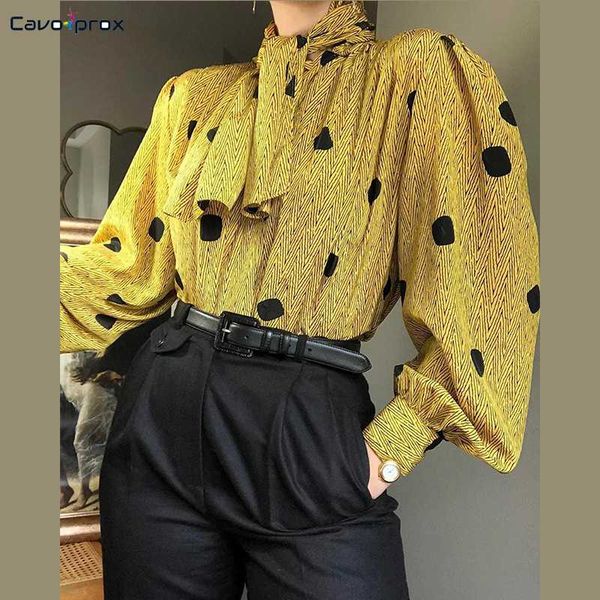 women random print tied neck lantern sleeve shirt loose style spring fall chic casual shirt, White
women random print tied neck lantern sleeve shirt loose style spring fall chic casual shirt, White