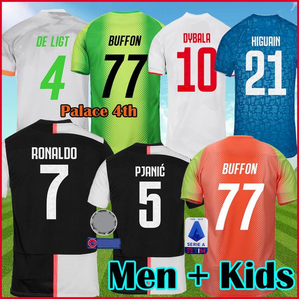 2019 2020 juventus soccer jerseys 4th x palace ronaldo football shirt de ligt 19 20 dybala pjanic buffon juve fourth men + kids kit uniforms, Black;yellow