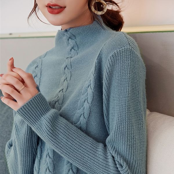 beliarst 2019 autumn and winter new women's half-high o-neck cashmere sweater slim twisting sweater large size pullover, White;black
beliarst 2019 autumn and winter new women's half-high o-neck cashmere sweater slim twisting sweater large size pullover, White;black