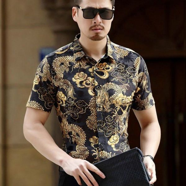 hollow dragon print shirt men short sleeve summer luxury casual slim shirt nightclub party streetwear social clothes camisa, White;black
hollow dragon print shirt men short sleeve summer luxury casual slim shirt nightclub party streetwear social clothes camisa, White;black