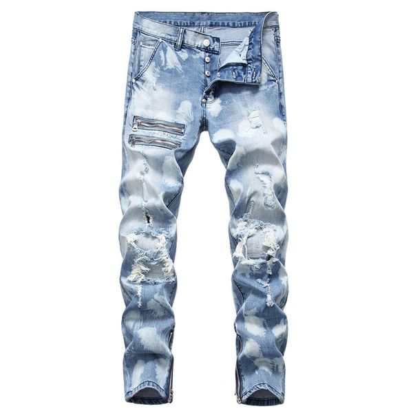 jeans men stretch slim fit jeans zipper biker ripped distressed denim trousers streetwear skinny male men homme bermuda, Blue
jeans men stretch slim fit jeans zipper biker ripped distressed denim trousers streetwear skinny male men homme bermuda, Blue