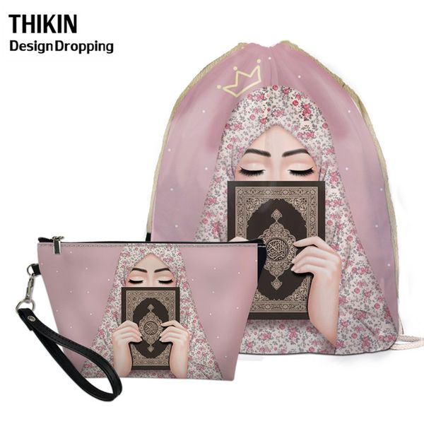 thikin new fashion hijab face muslim islamic gril eyes 2pcs women sets bag drawstring backpack plecaczek travel cosmetic pouch
thikin new fashion hijab face muslim islamic gril eyes 2pcs women sets bag drawstring backpack plecaczek travel cosmetic pouch