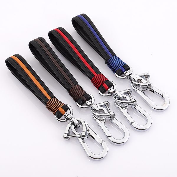 

horseshoe buckle handmade cowhide leather keychain couple leather cortex auto waist key chain keyfob keyholder for car key, Silver