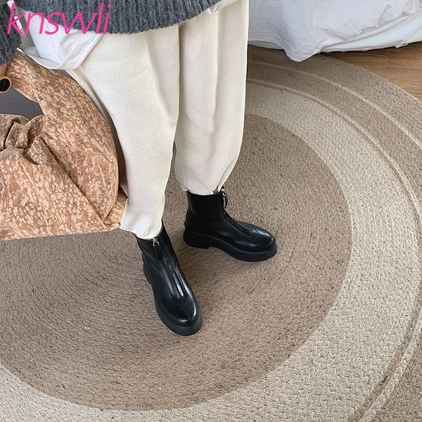 genuine leather thick sole motorcycle boots women front zip round toe winter platform shoes woman black short boots botas mujer12543997
genuine leather thick sole motorcycle boots women front zip round toe winter platform shoes woman black short boots botas mujer12543997