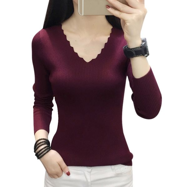 sweaters autumn women fashion solid color long sleeve knitted jumper korean slim women sweater v neck casual pullovers, White;black
sweaters autumn women fashion solid color long sleeve knitted jumper korean slim women sweater v neck casual pullovers, White;black