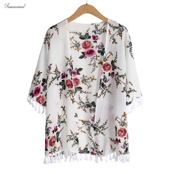 2019 new arrival blouses open women front summer ladies beach kimono cardigans short sleeve floral tassel *1208, White
2019 new arrival blouses open women front summer ladies beach kimono cardigans short sleeve floral tassel *1208, White