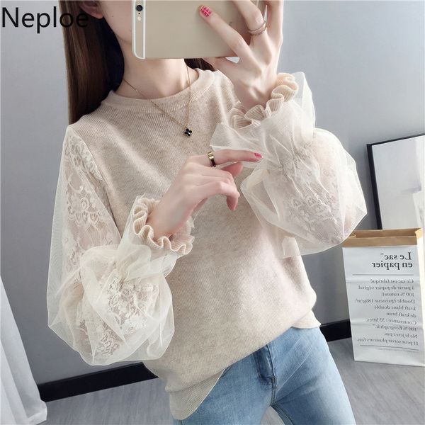 neploe mesh patchwork knitted sweater spring women loose o neck lantern sleeve pullover fashion casual female jumpers 1b043, White;black
neploe mesh patchwork knitted sweater spring women loose o neck lantern sleeve pullover fashion casual female jumpers 1b043, White;black