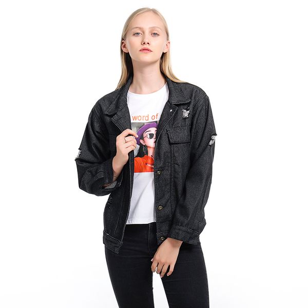 spring autumn bomber streetwear jacket women long sleeve denim outerwear pockets casual loose single breasted jean coat, Black;brown
spring autumn bomber streetwear jacket women long sleeve denim outerwear pockets casual loose single breasted jean coat, Black;brown