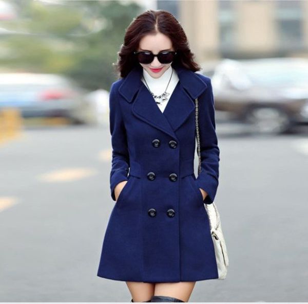 new autumn winter blends plus size coat turn-down collar elegant double breasted women long coat female casual coat, Black
new autumn winter blends plus size coat turn-down collar elegant double breasted women long coat female casual coat, Black