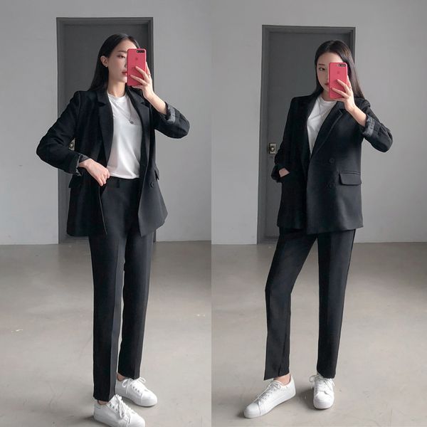 2 piece set women new double-breasted suit jacket fashion olprofessional female casual jacket with nine-point pants women's suit, White;black
2 piece set women new double-breasted suit jacket fashion olprofessional female casual jacket with nine-point pants women's suit, White;black