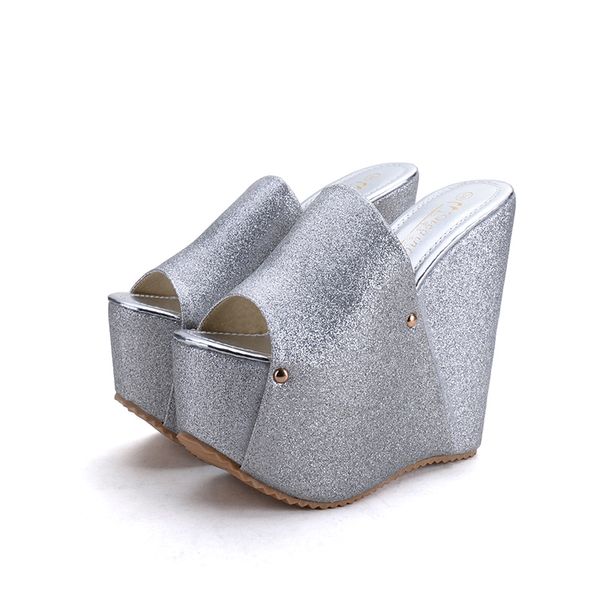 2019 europe and america super high heel women's sandals and slippers 15cm fashion model catwalk shoes wedge fish mouth sandals a, Black
2019 europe and america super high heel women's sandals and slippers 15cm fashion model catwalk shoes wedge fish mouth sandals a, Black