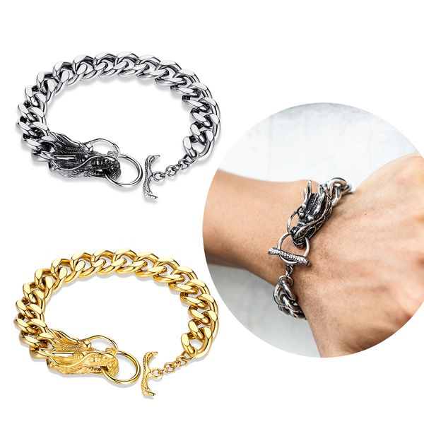 new men stainless steel chinese style dragon-head bracelet cuff link chain wristband bangle men's jewelry charm bracelets gifts, Black
new men stainless steel chinese style dragon-head bracelet cuff link chain wristband bangle men's jewelry charm bracelets gifts, Black