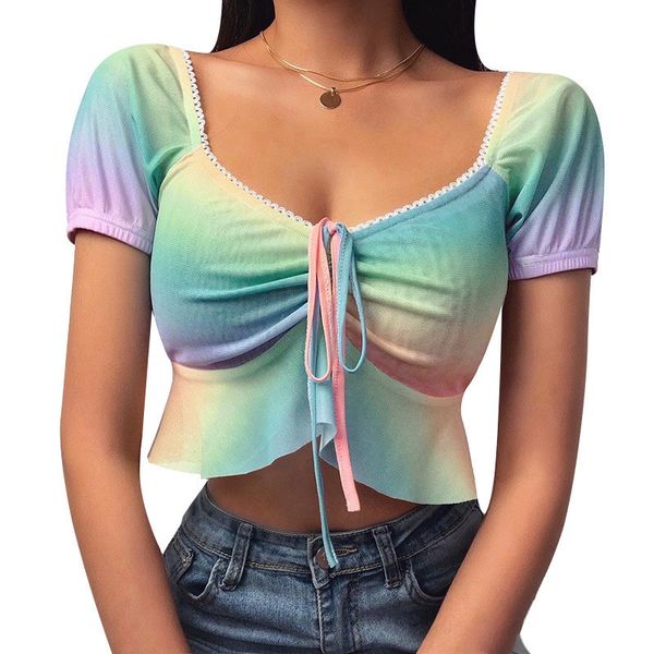summer designers womens chest wrap fashion gradient womens ins style womens tees short tees, White
summer designers womens chest wrap fashion gradient womens ins style womens tees short tees, White