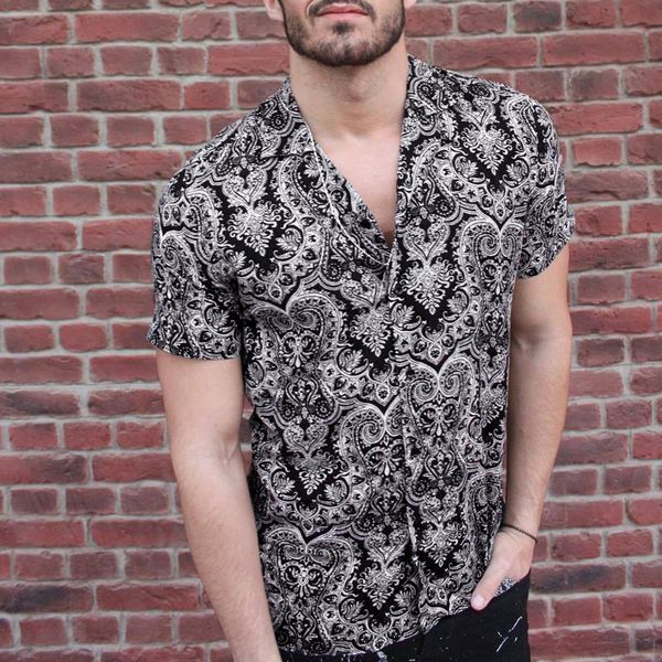 men shirts fashion mens multi color lump chest pocket short sleeve round hem printing loose blouse male blouse top, White;black
men shirts fashion mens multi color lump chest pocket short sleeve round hem printing loose blouse male blouse top, White;black