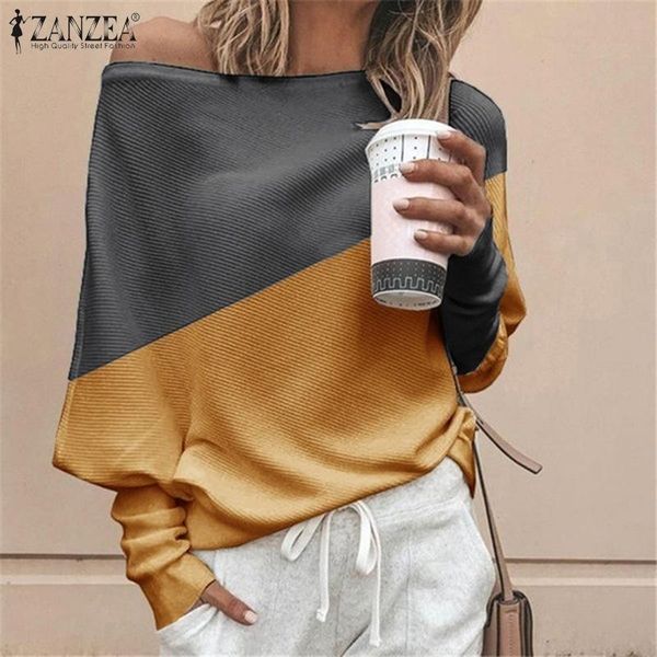 autumn casual patchwork pullover zanzea fashion long sleeve knitwear jumper women off shoulder loose blouse knitted shirts, White
autumn casual patchwork pullover zanzea fashion long sleeve knitwear jumper women off shoulder loose blouse knitted shirts, White