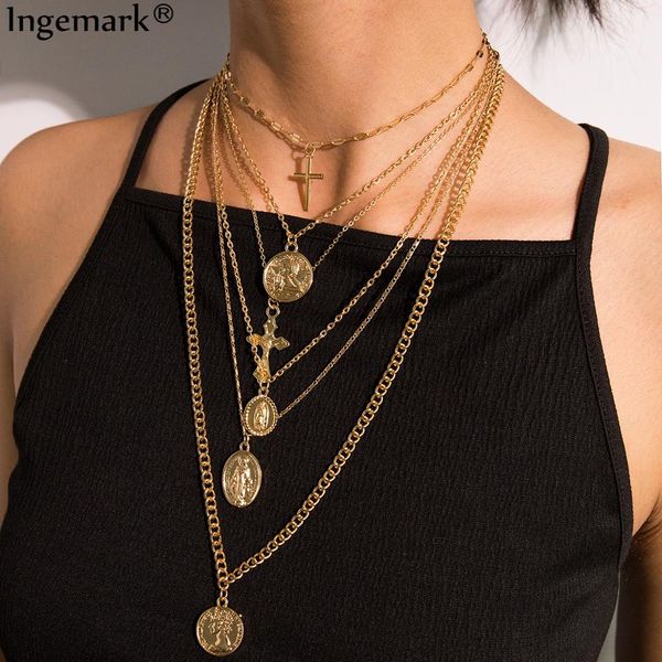vintage multi layer carved coin angel pendant choker necklace gothic virgin mary cross chunky chain long necklace women jewelry, Silver
vintage multi layer carved coin angel pendant choker necklace gothic virgin mary cross chunky chain long necklace women jewelry, Silver